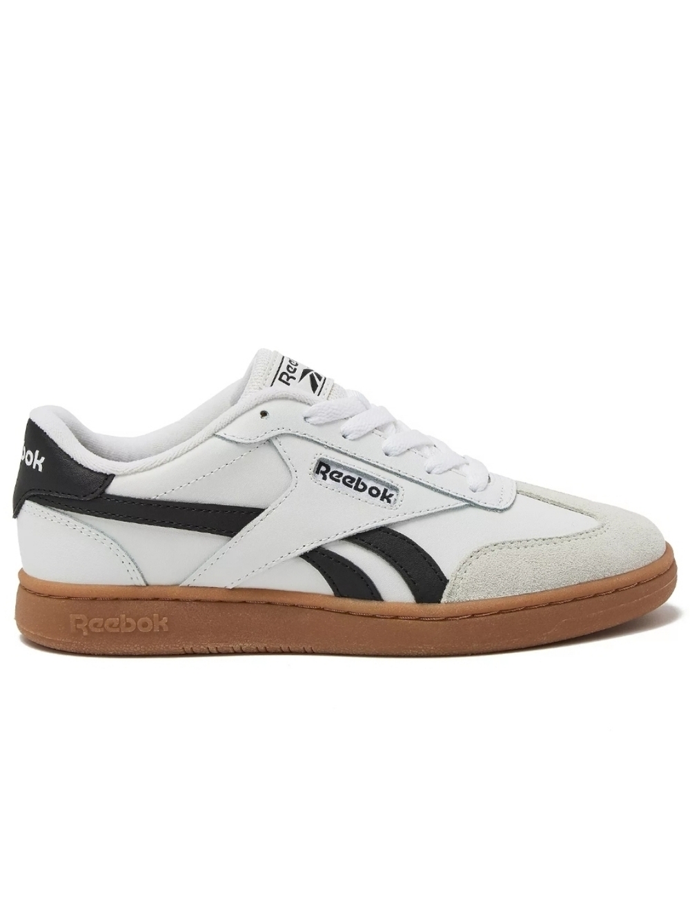 Reebok White Black Gum Low-Top Sneakers